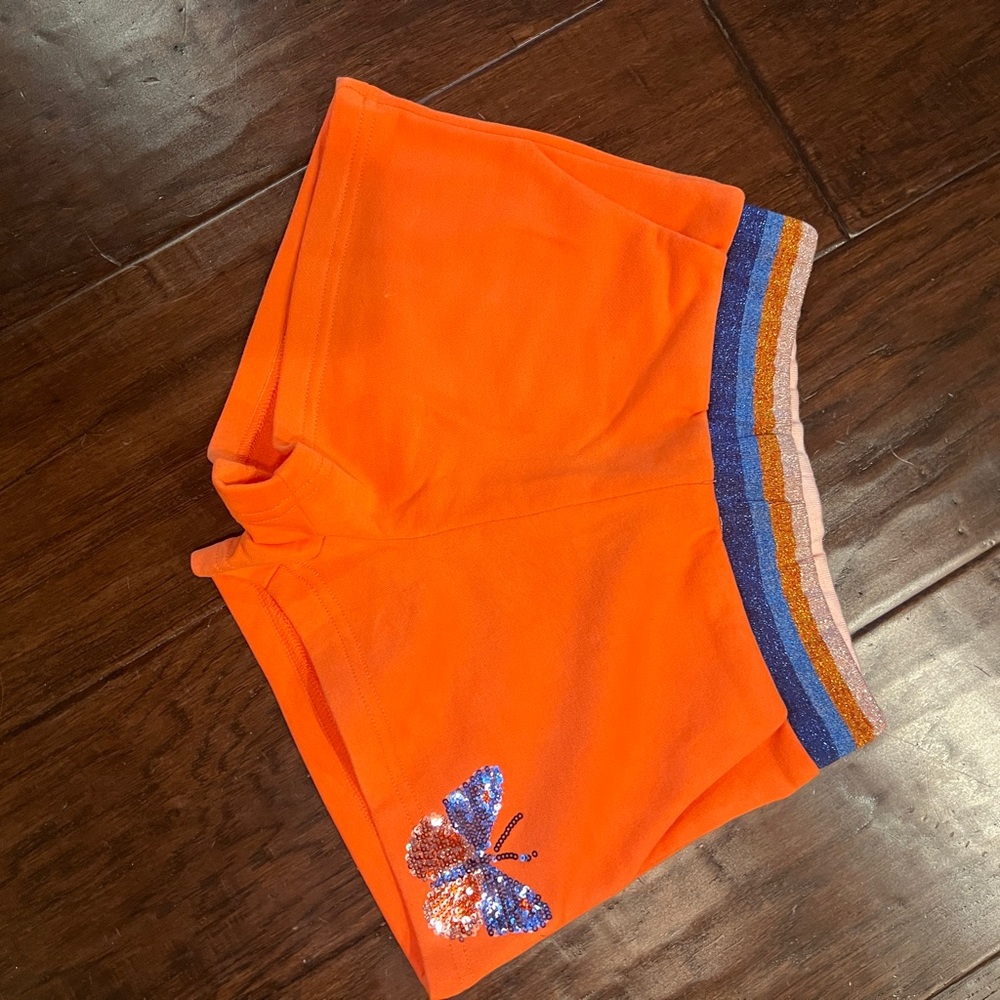 Orange Sequin Butterfly girls Shorts